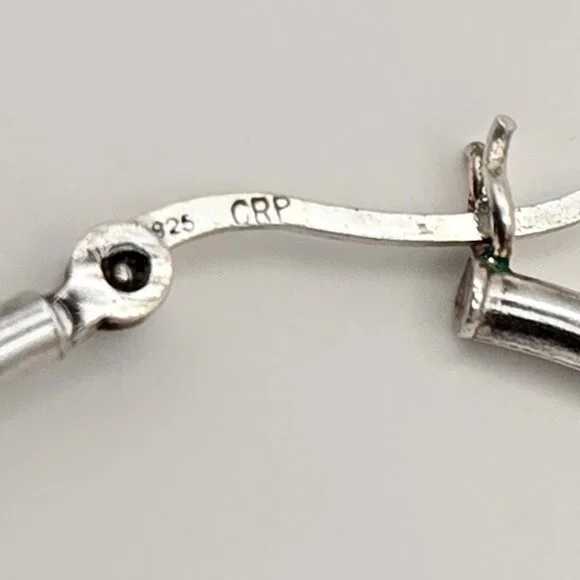 Sterling 1.5" Silver Hoop Earrings - Picture 6 of 6